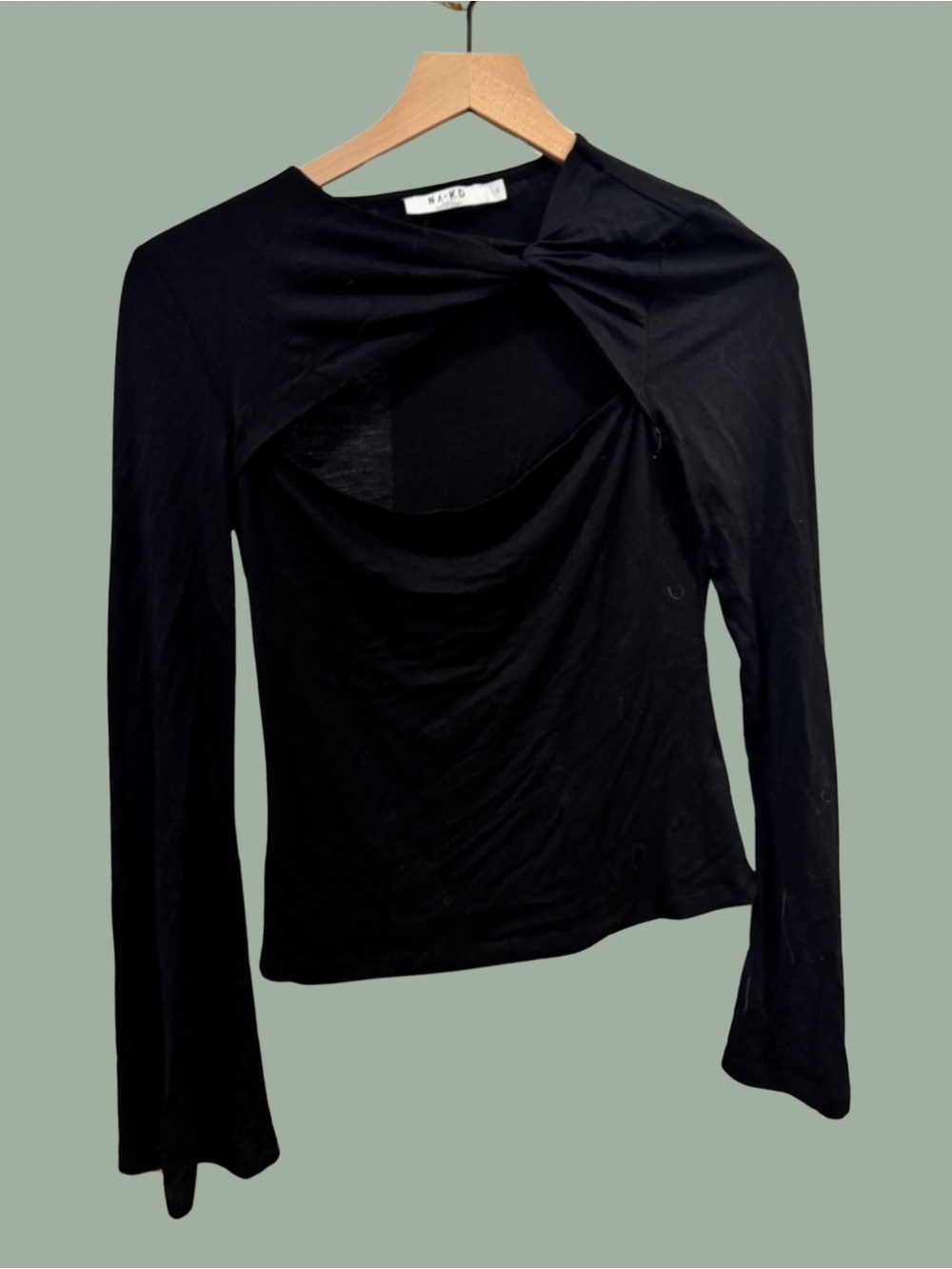 NA-KD Black Twist Cutout Long Sleeve Top